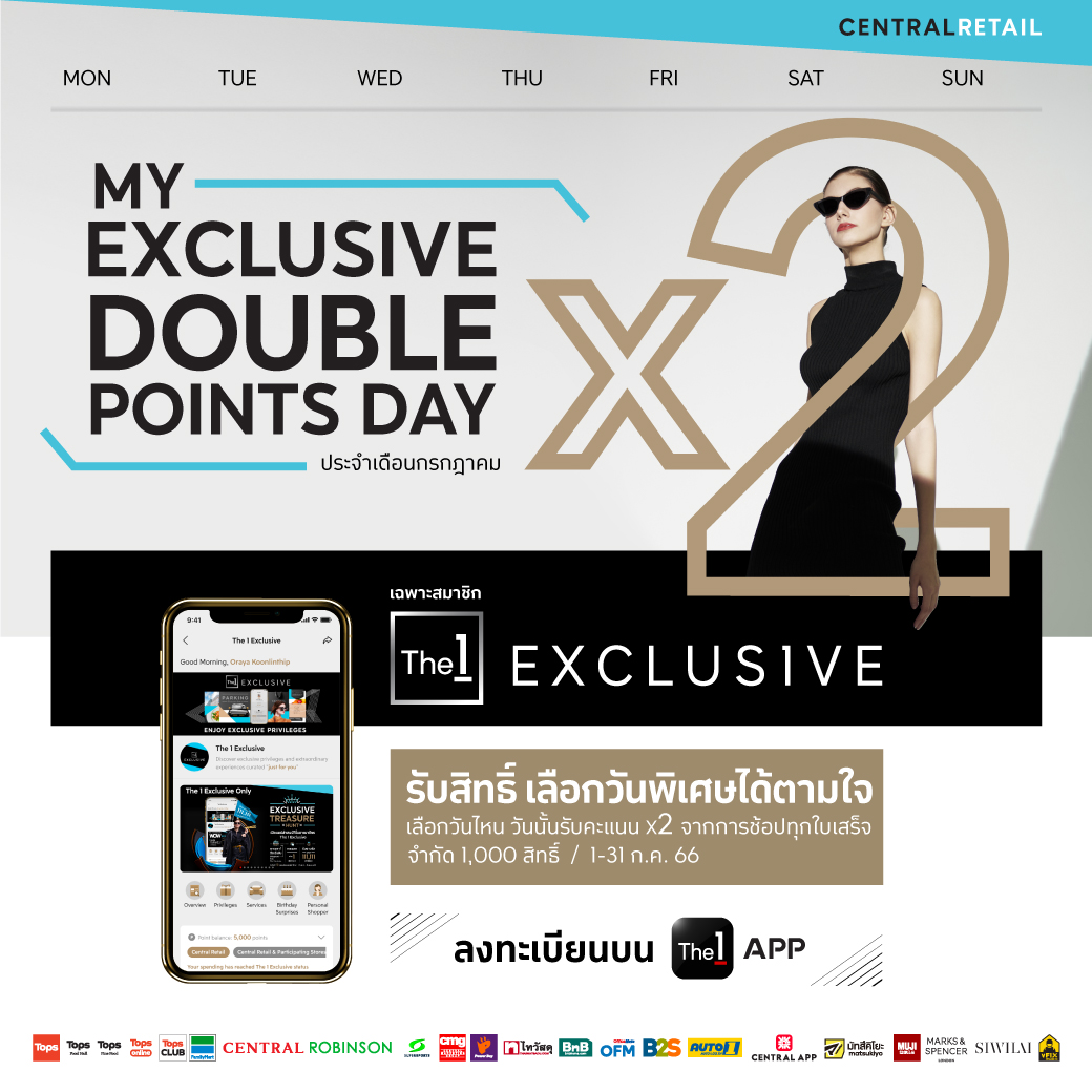 The 1 The 1 Choose your Double Points (X2) Day Register now and shop