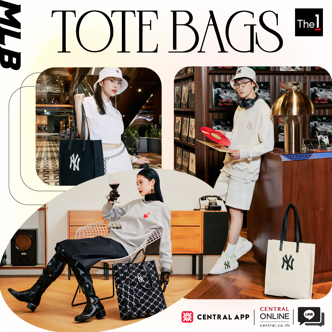 The 1  MLB MLB Tote Bags ขอแนะนำกระเป๋าคอลใหม่ MLB Tote Bags